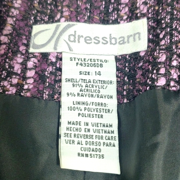 Dressbarn Purple 💜 Women's Blazer Jacket Made In Vietnam Size 14 - Picture 13 of 15